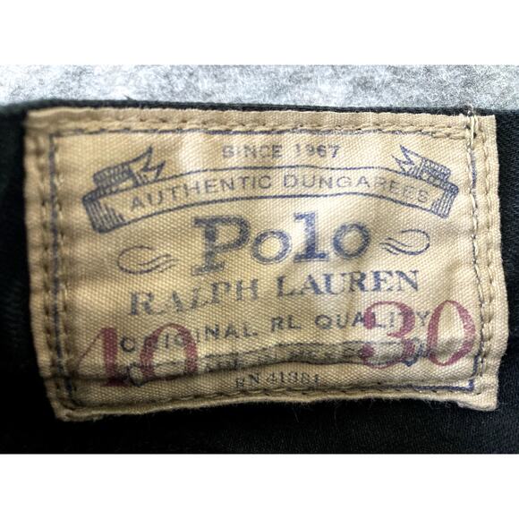 Vintage Polo Ralph Lauren Jeans Mens 40x30 black Button Fly Wide Leg Boot Cut - Picture 2 of 13